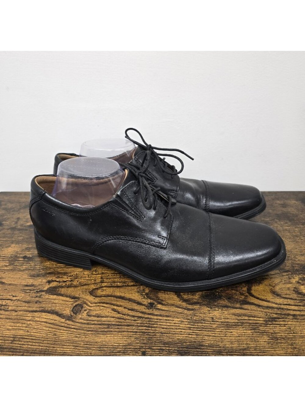 Clarks Tilden Black Leather Cap Toe Oxford Lace Up Dress Shoes Mens Size 11M